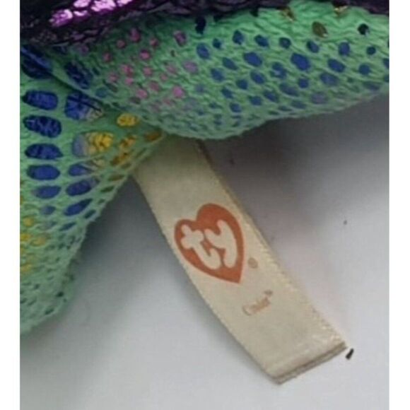 Ty Beanie Baby Cinder the Dinosaur Dragon Plush 6" Stuffed Animal Sparkly Scales - Picture 7 of 7